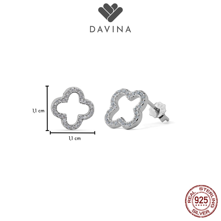 DAVINA Ladies Fleur Earrings Sterling Silver 925