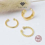 DAVINA Ladies Kara Earrings Gold Color Sterling Silver 925