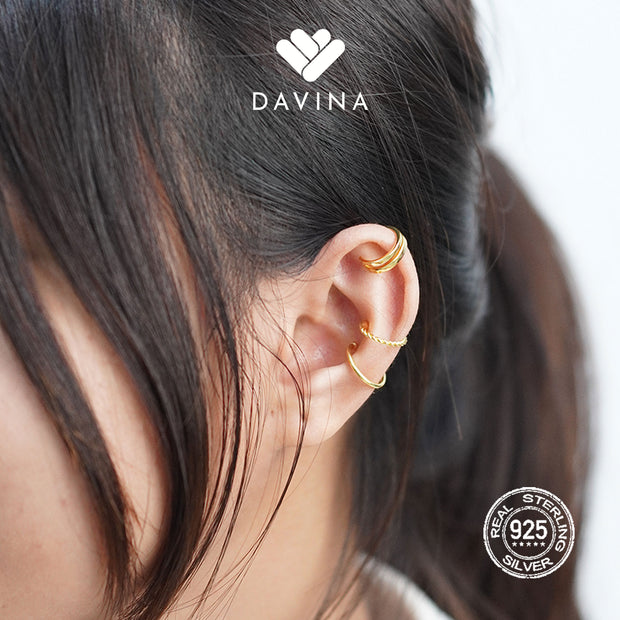 DAVINA Ladies Kara Earrings Gold Color Sterling Silver 925