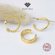 DAVINA Ladies Xena Earrings Gold Color Sterling Silver 925