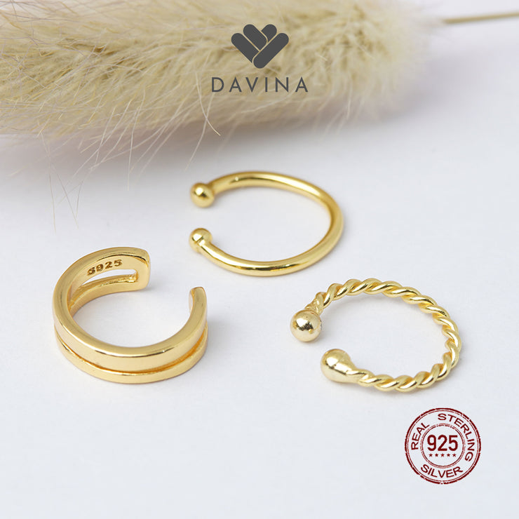 DAVINA Ladies Olin Earrings Gold Color Sterling Silver 925