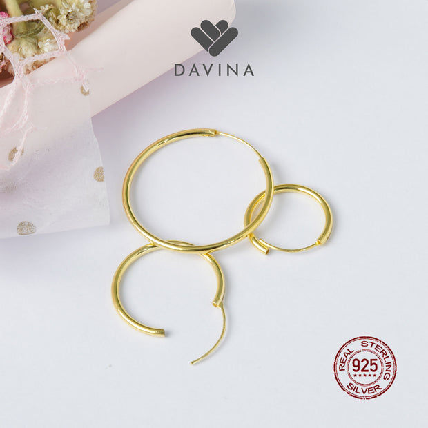 DAVINA Ladies Aqilla Earrings Gold Color Sterling Silver 925