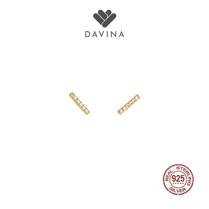 Davina Ladies Linee Earrings Gold Color Sterling Silver 925