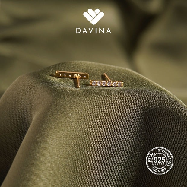 Davina Ladies Linee Earrings Gold Color S925