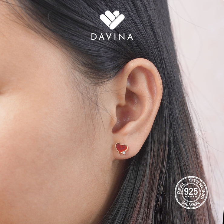 DAVINA Ladies Lovels Earrings Rose Gold Color Sterling Silver 925