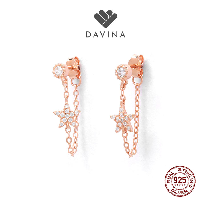 DAVINA Ladies Lylia Earrings Rose Gold Color Sterling Silver 925