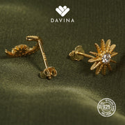 DAVINA Ladies Xylia Earrings Gold Color Sterling Silver 925