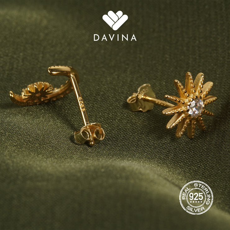 DAVINA Ladies Xylia Earrings Gold Color Sterling Silver 925