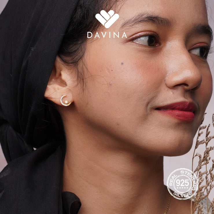 DAVINA Ladies Xylia Earrings Gold Color Sterling Silver 925