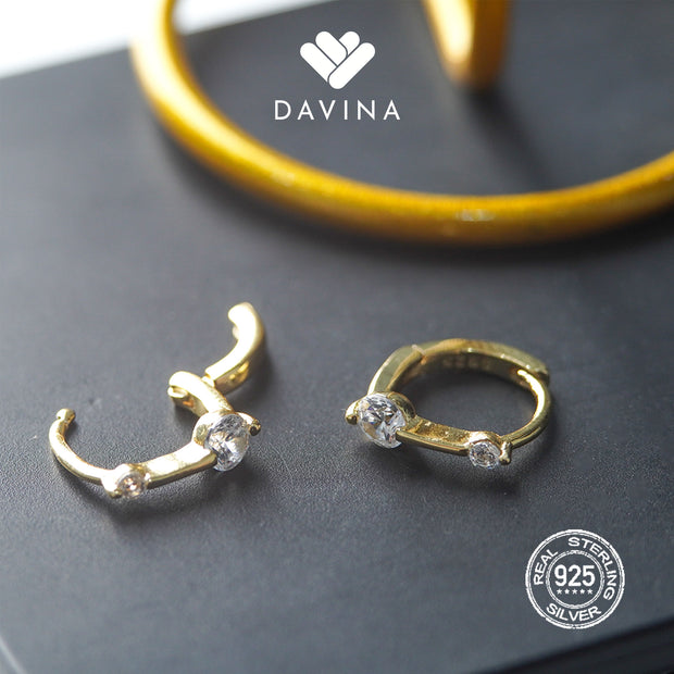 DAVINA Ladies Calya Earrings Gold Color Sterling Silver 925