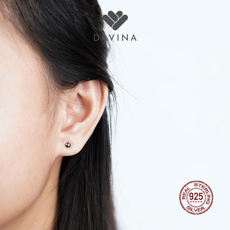 DAVINA Ladies Alana Black Earrings Sterling Silver 925