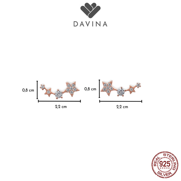 DAVINA Ladies Denices Earrings Rose Gold Color Sterling Silver 925