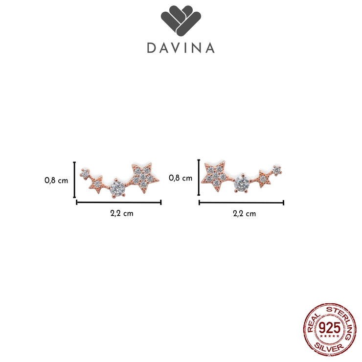 DAVINA Ladies Denices Earrings Rose Gold Color Sterling Silver 925