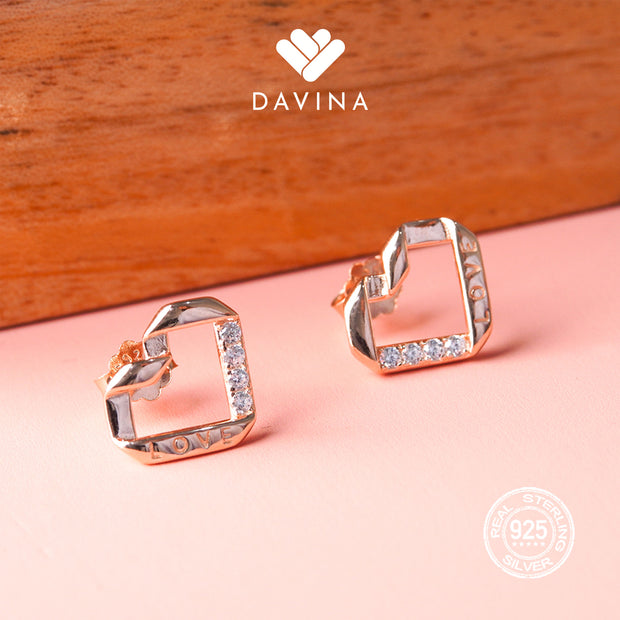 DAVINA Ladies Ivelle Earrings Rose Gold Color Sterling Silver 925