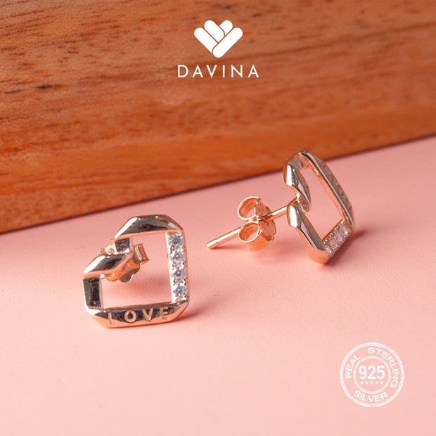 DAVINA Ladies Ivelle Earrings Rose Gold Color Sterling Silver 925