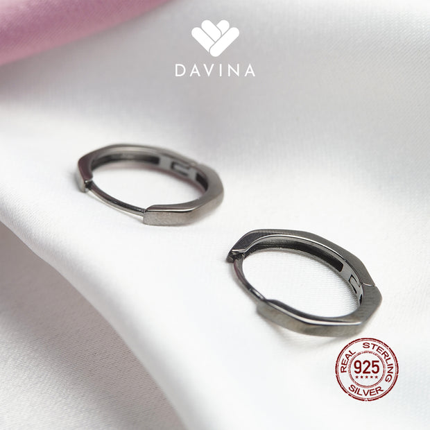 DAVINA Ladies Meila Earrings Black Color Sterling Silver 925