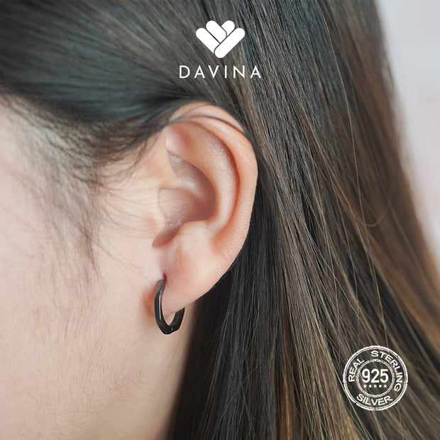 DAVINA Ladies Meila Earrings Black Color Sterling Silver 925