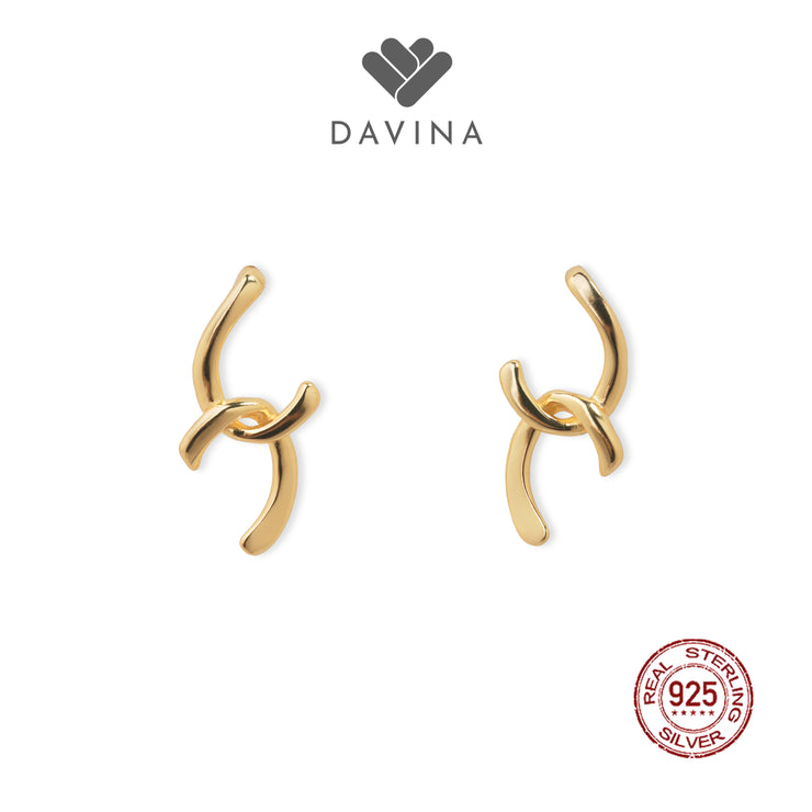 DAVINA Ladies Corla Earrings Gold Color Sterling Silver 925