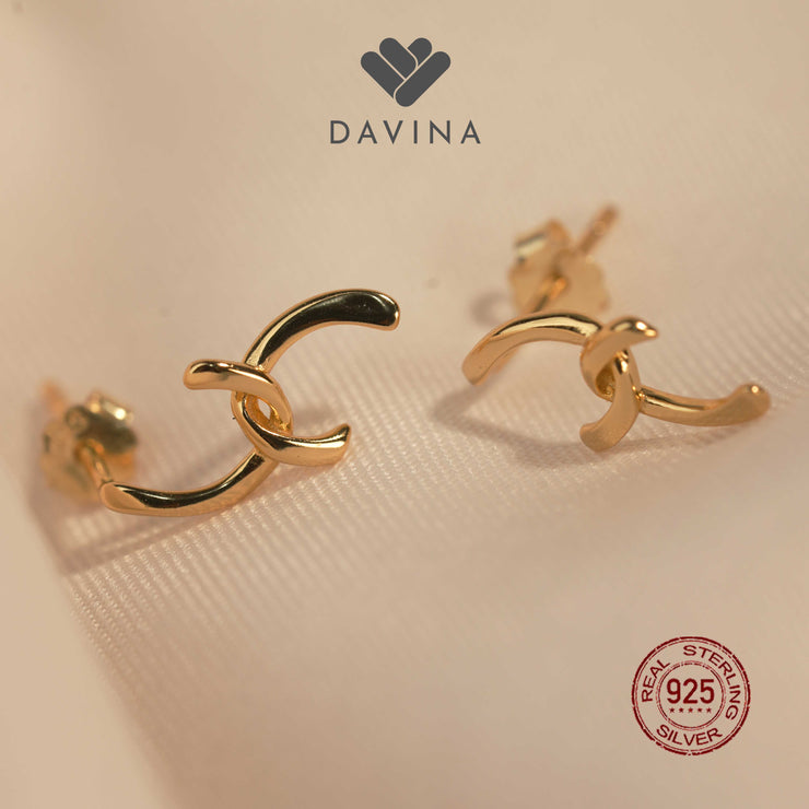 DAVINA Ladies Corla Earrings Gold Color Sterling Silver 925