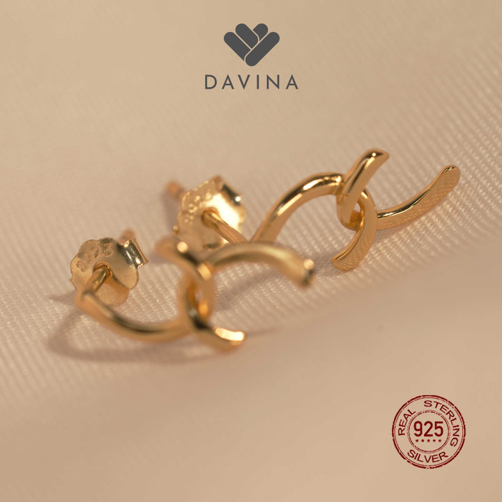 DAVINA Ladies Corla Earrings Gold Color Sterling Silver 925