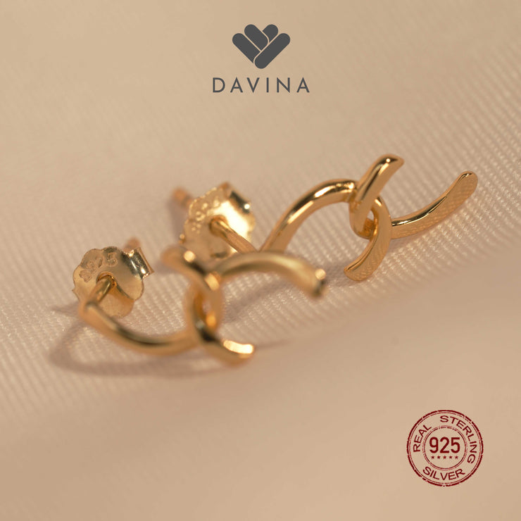 DAVINA Ladies Corla Earrings Gold Color Sterling Silver 925
