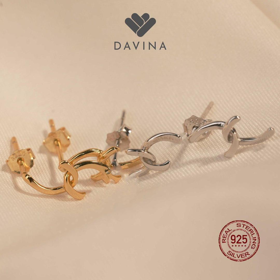 DAVINA Ladies Corla Earrings Gold Color Sterling Silver 925