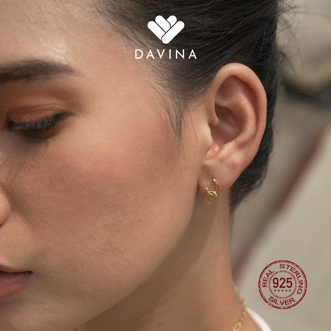 DAVINA Ladies Corla Earrings Gold Color Sterling Silver 925