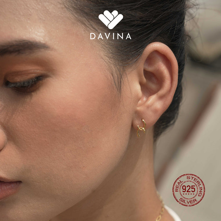 DAVINA Ladies Corla Earrings Gold Color Sterling Silver 925