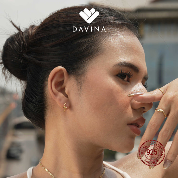 DAVINA Ladies Corla Earrings Gold Color Sterling Silver 925