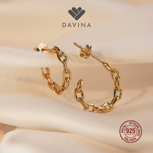 DAVINA Ladies Cesyla Earrings Gold Color Sterling Silver 925