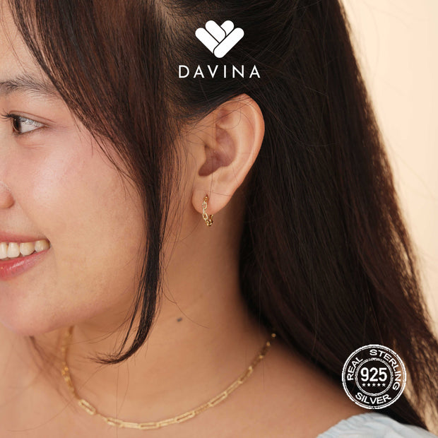 DAVINA Ladies Cesyla Earrings Gold Color Sterling Silver 925