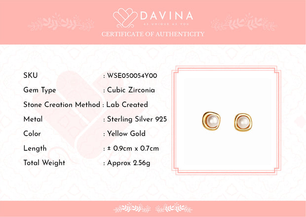 Davina Ladies Aqiella Earrings Gold Color Sterling Silver 925