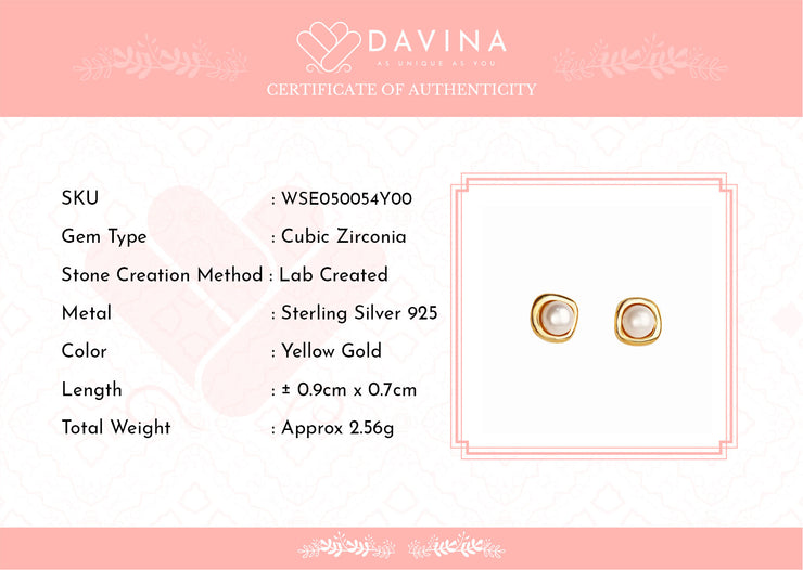 Davina Ladies Aqiella Earrings Gold Color Sterling Silver 925