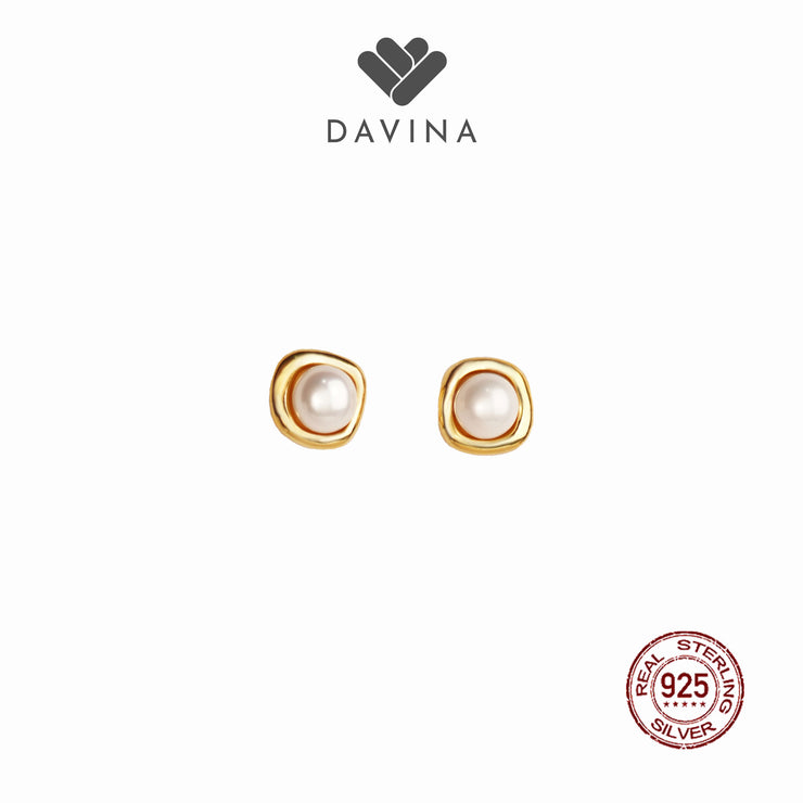 Davina Ladies Aqiella Earrings Gold Color Sterling Silver 925