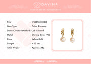 Davina Ladies Meg Earrings Gold Color Sterling Silver 925