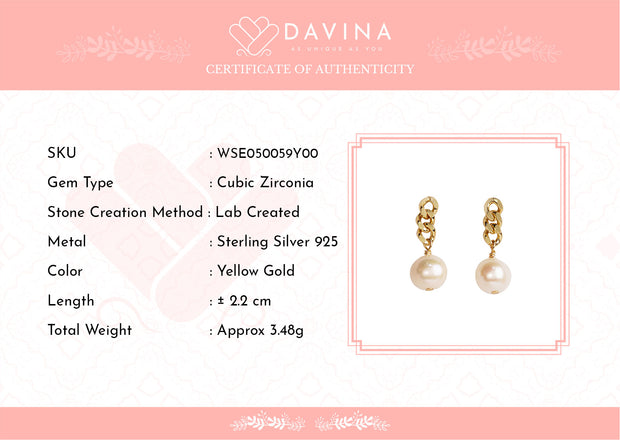 Davina Ladies Meg Earrings Gold Color S925