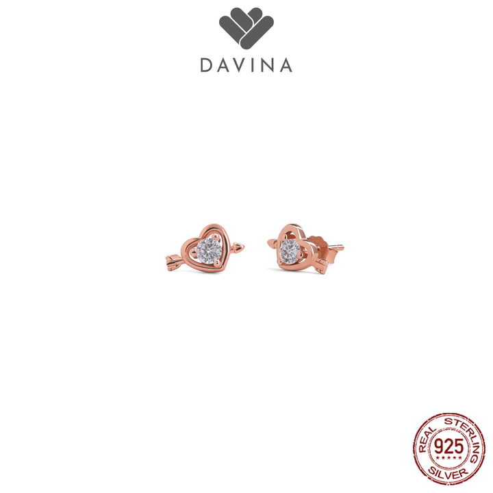 DAVINA Ladies Cupid Earrings Rose Gold Color Sterling Silver 925