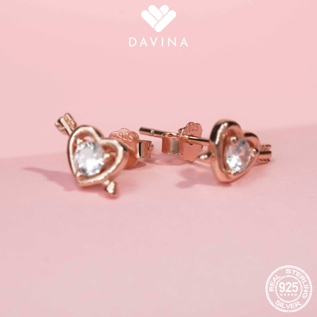 DAVINA Ladies Cupid Earrings Rose Gold Color Sterling Silver 925