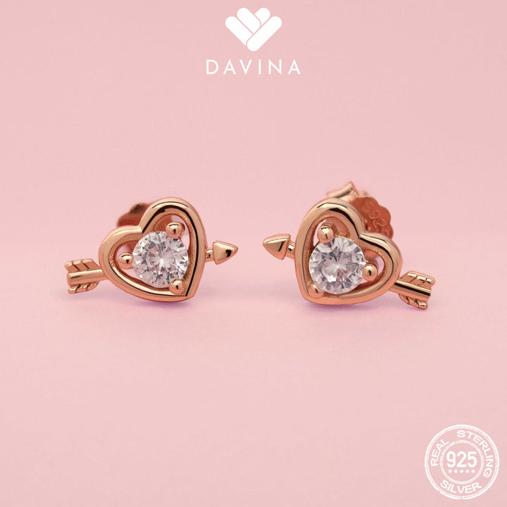 DAVINA Ladies Cupid Earrings Rose Gold Color Sterling Silver 925