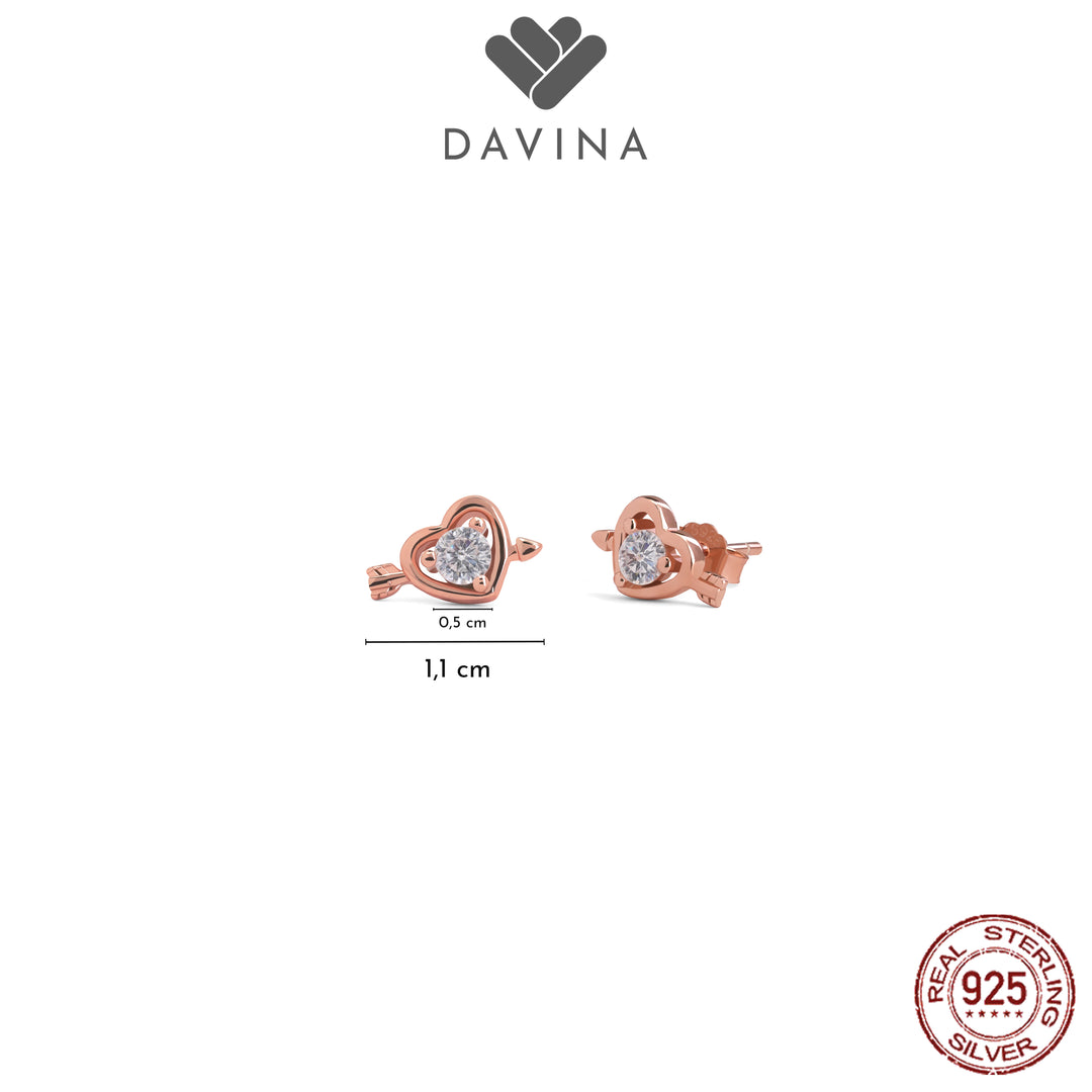 DAVINA Ladies Cupid Earrings Rose Gold Color Sterling Silver 925