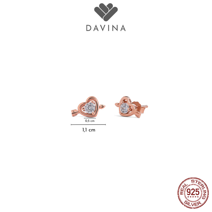 DAVINA Ladies Cupid Earrings Rose Gold Color Sterling Silver 925