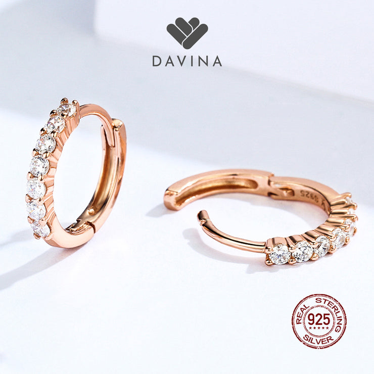 DAVINA Ladies Aurora Earrings Rose Gold Color Sterling Silver 925