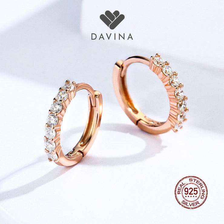 DAVINA Ladies Aurora Earrings Rose Gold Color Sterling Silver 925