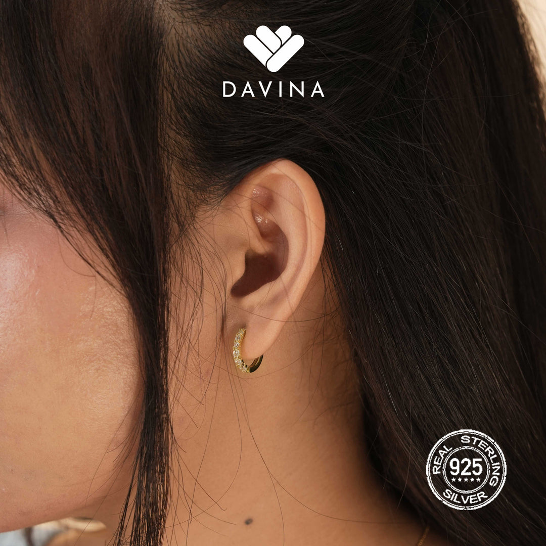 DAVINA Ladies Aurora Earrings Gold Color Sterling Silver 925