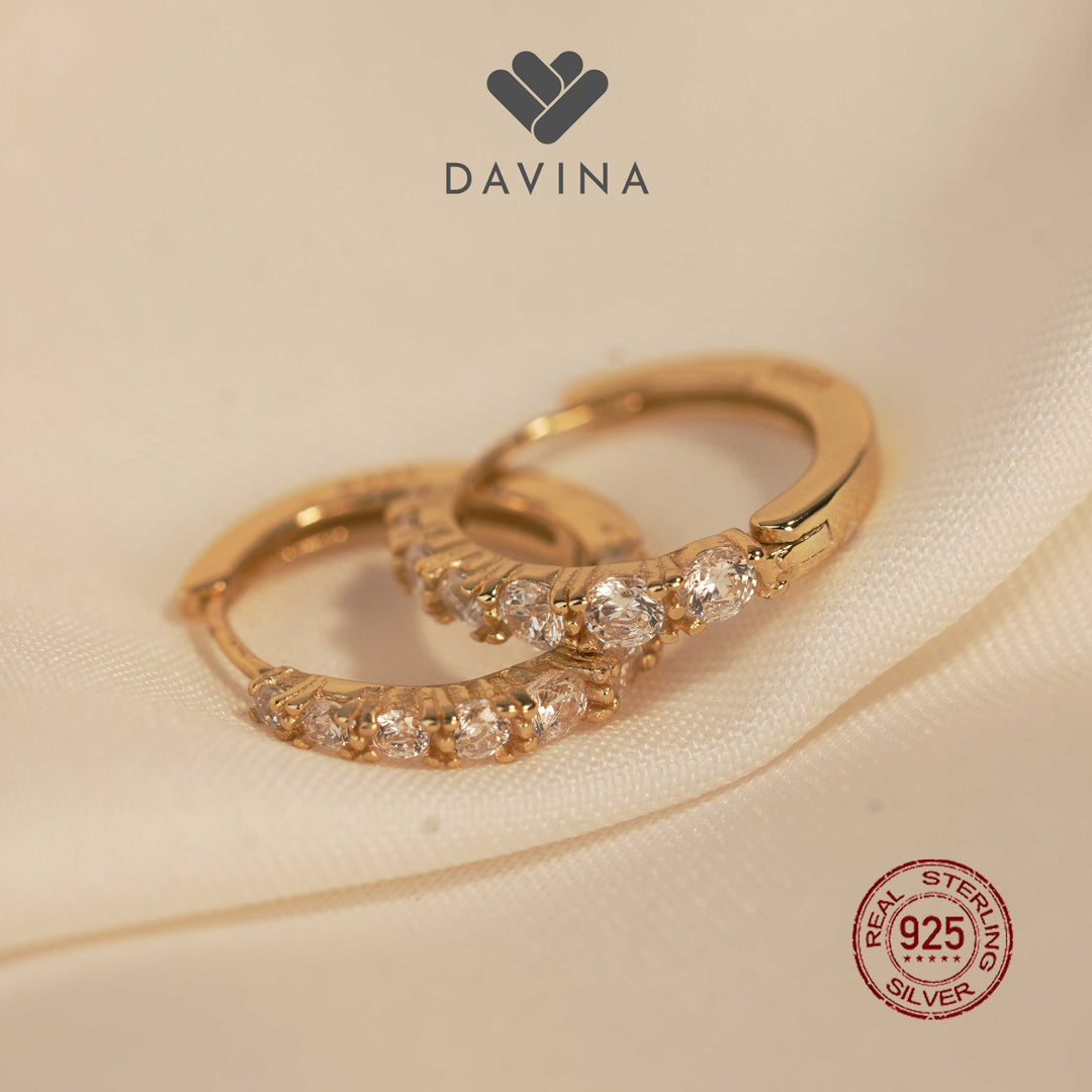 DAVINA Ladies Aurora Earrings Gold Color Sterling Silver 925
