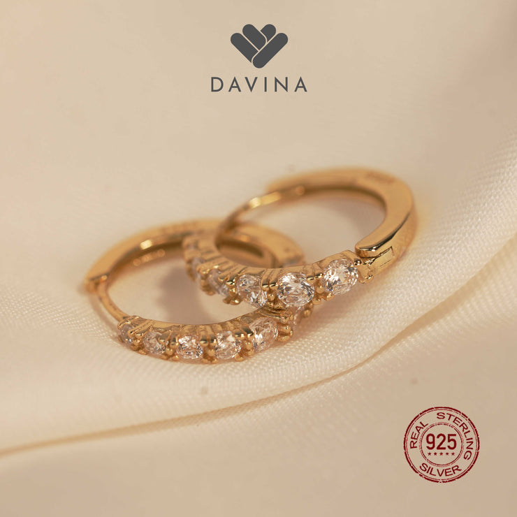 DAVINA Ladies Aurora Earrings Gold Color Sterling Silver 925