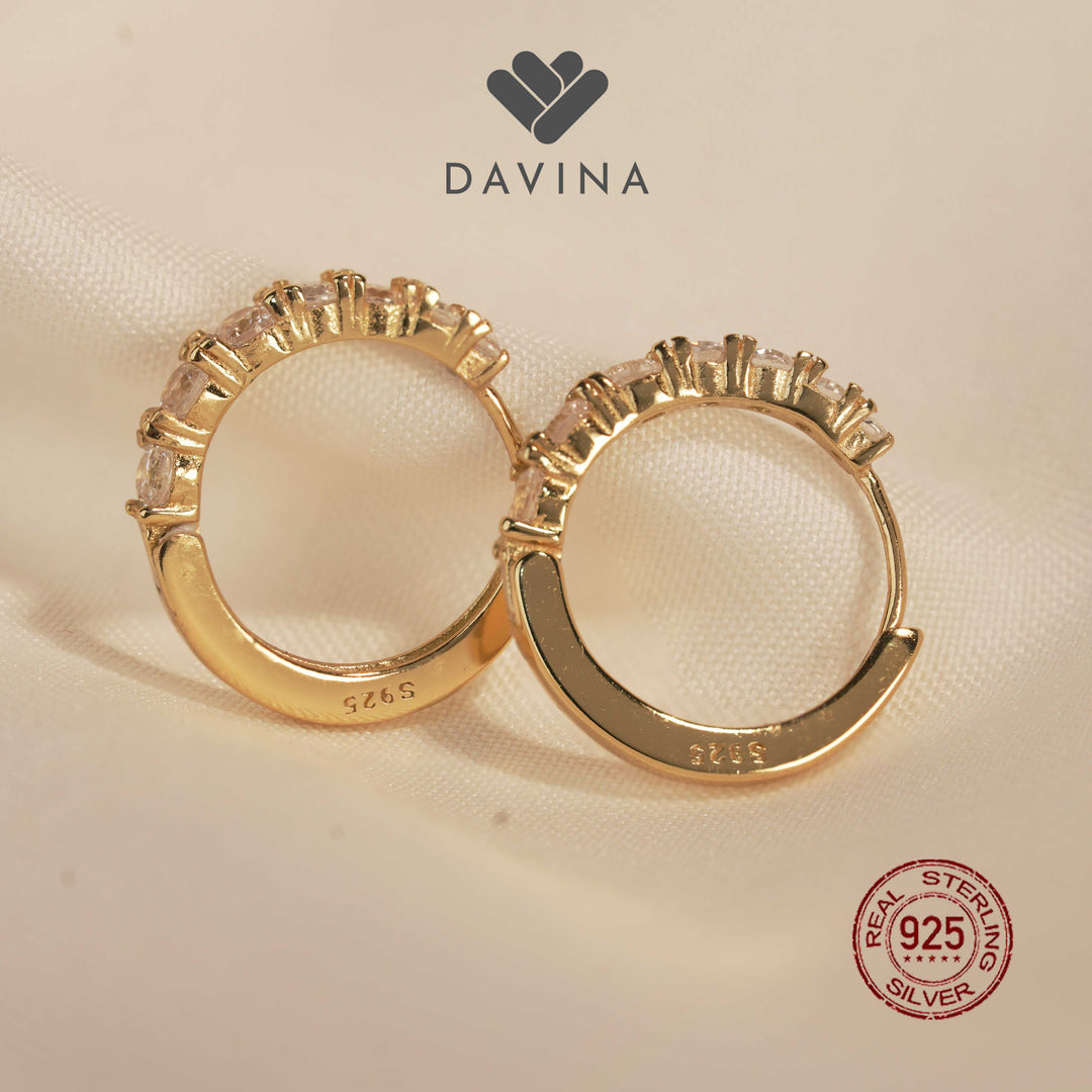 DAVINA Ladies Aurora Earrings Gold Color Sterling Silver 925