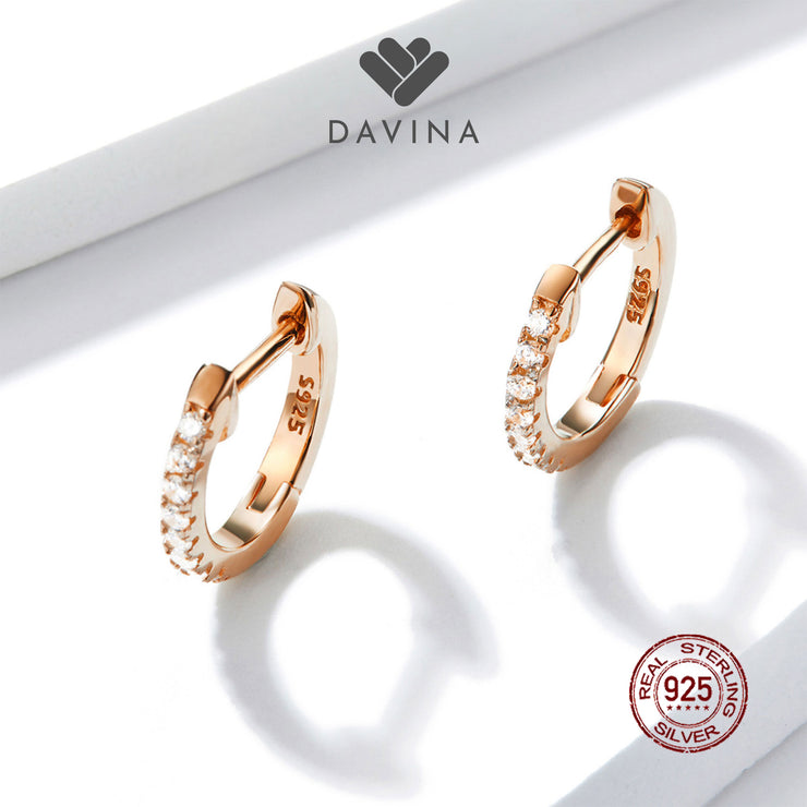 DAVINA Ladies Amoura Earrings Rose Gold Color Sterling Silver 925