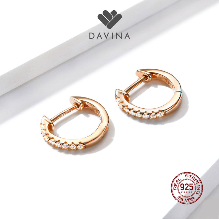 DAVINA Ladies Amoura Earrings Rose Gold Color Sterling Silver 925