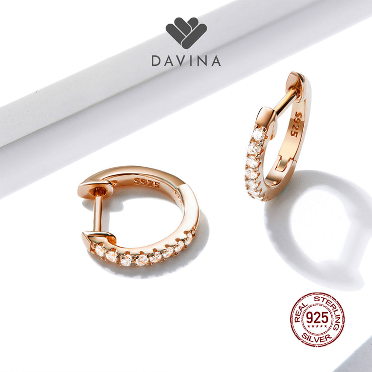 DAVINA Ladies Amoura Earrings Rose Gold Color Sterling Silver 925